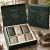Deep jade and muted copper with tea leaf engraving