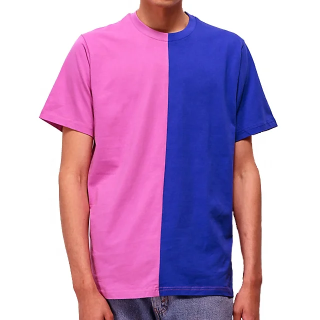 Two Color Block Two-tone Braid T Shirt ...