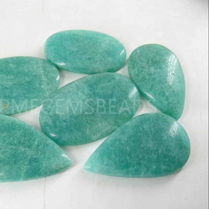 Amazonite Smooth Handmade 100% Natural Green Stone Cabochons Loose Gemstones for Jewelry Making Wholesale Supplies