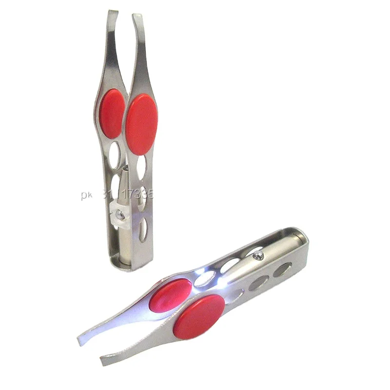 LED Light Professional Best Tweezers for Plucking Hair Slanted Tip Stainless Steel Make up HOT for Cosmetic Manicure Beauty Tool