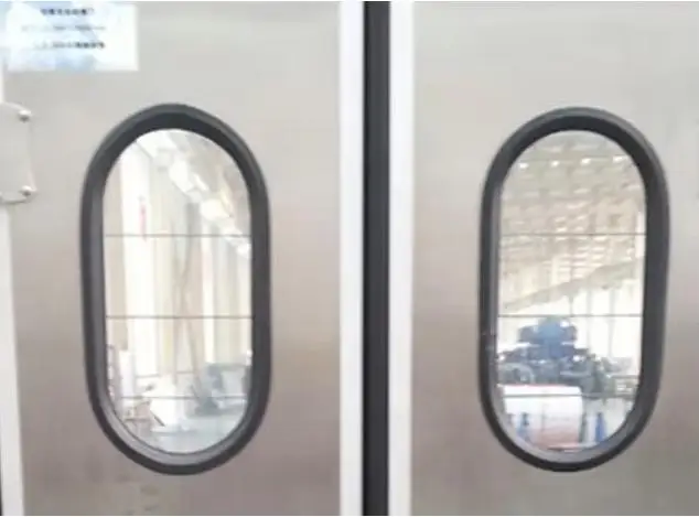 Industrial free door for slaughterhouse, double swing door design, stainless steel panel