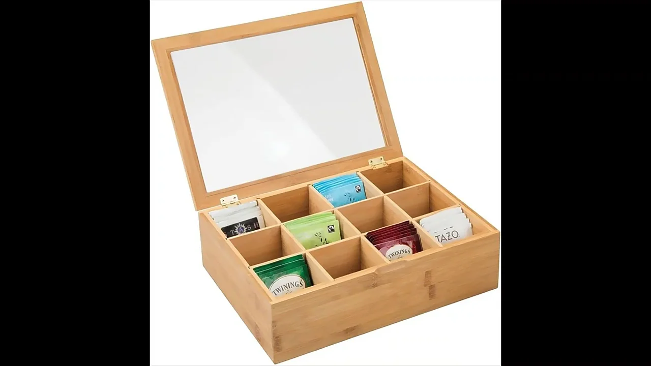 Bamboo Wooden Tea Organizer Storage Box Wood Box Tea Bag Holder Rack
