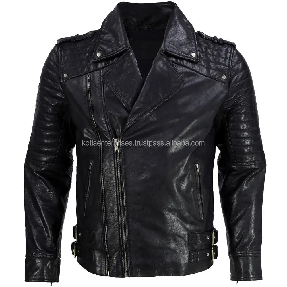 Косуха Mens cool Quilted Biker Black real Moto Leather Jacket