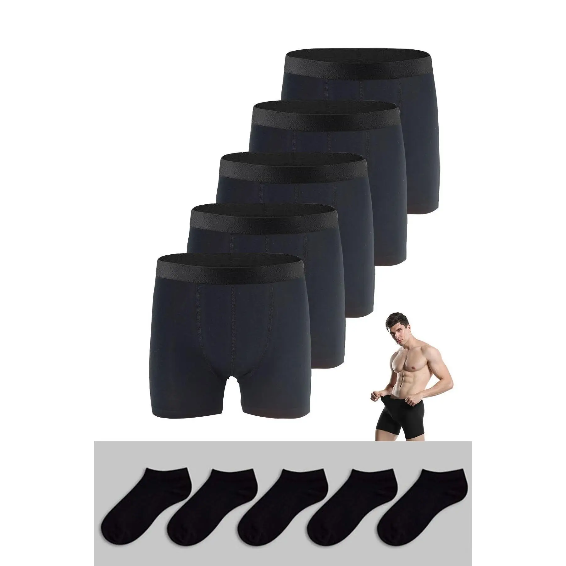 Men's 5piece Black Socks And Boxers Set Buy 5piece Socks & Boxers