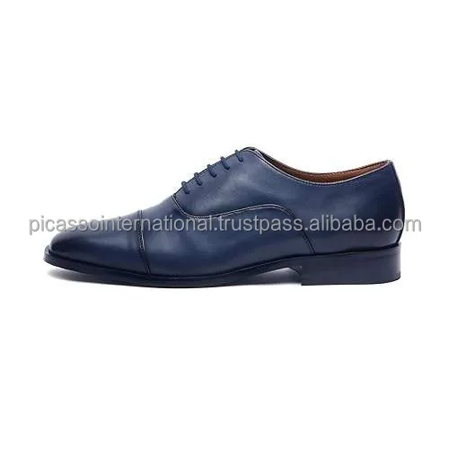 Superior Quality Best Selling Full Grain Blue Antique Italian Genuine Leather Casual Office Party Wear Dress Formal Shoes