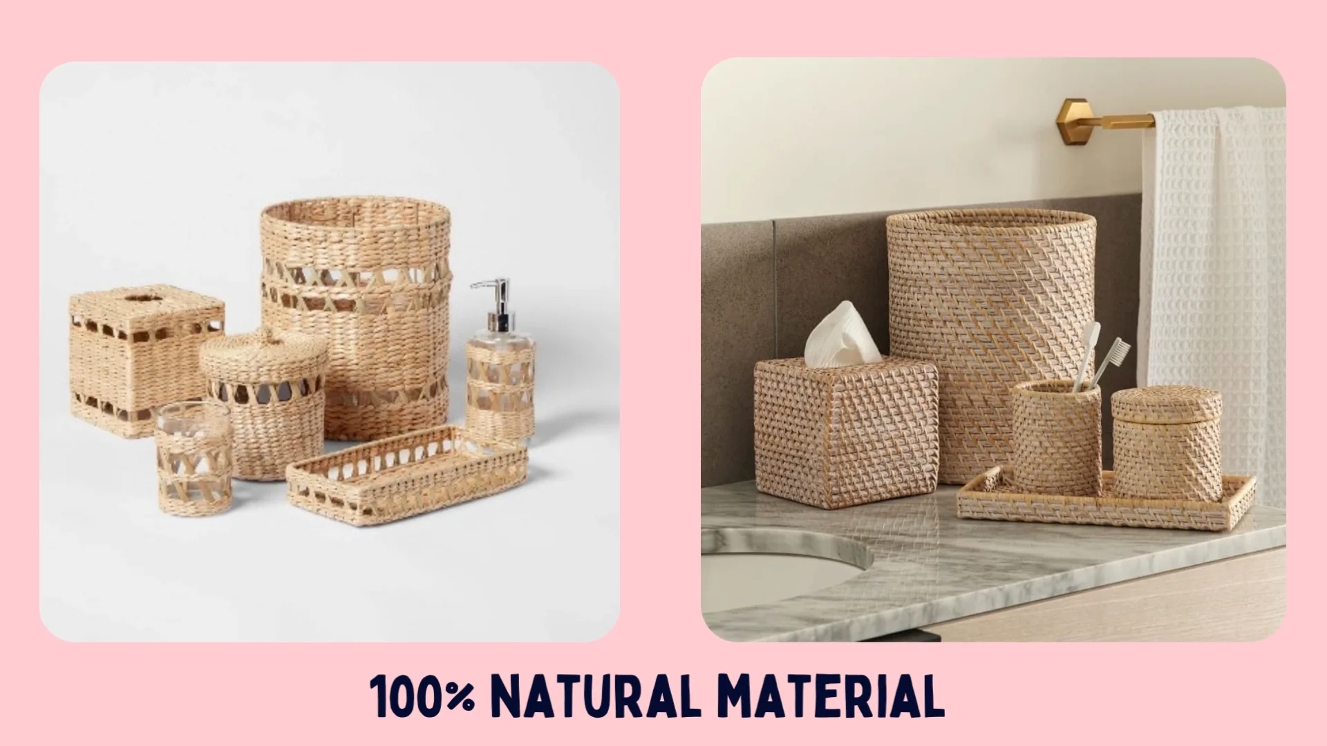 New Collection Natural Water Hyacinth Bath Accessories Storage Decor