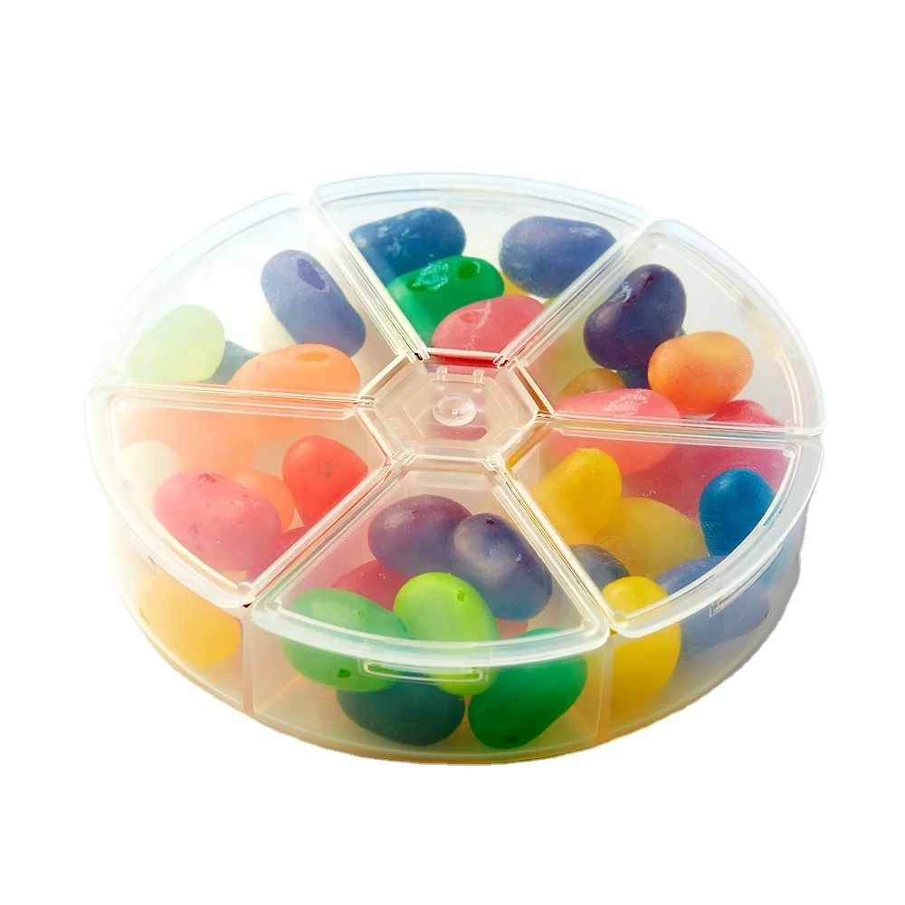 Kwang Hsieh Six Partition Candy Box Style Round Plastic Food Container