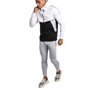 New trending zip up block color hoodie sweatshirt 2 cools r tracksuit sets
