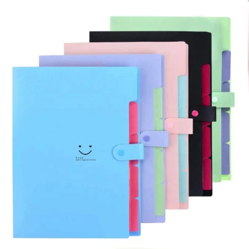 2er-Pack für Schule und Büro Grün A4 Papier-Ordner aus Kunststoff Rosa Dokumenten-Organizer mit Schnappverschluss 5 Taschen Akkordeon 