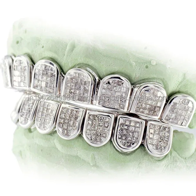 Custom Grillz 10k Solid Gold Teeth Grill Diamond Vvs Moissanite Grillz ...