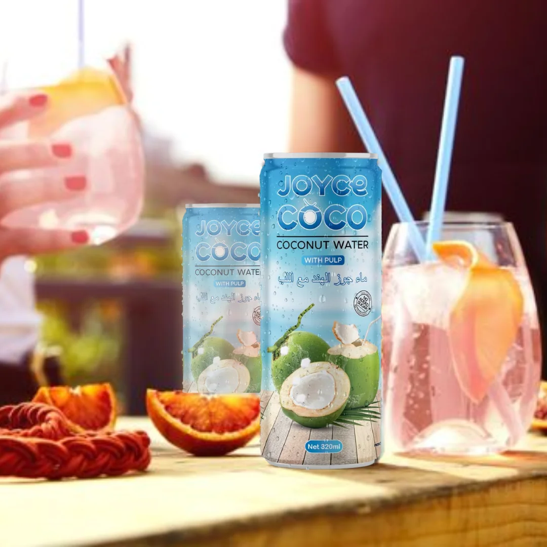 330ml JoyceCoco Coconut Water with Pulp From Interfresh Brand Viet Nam OEM and ODM Reasonable Prices.