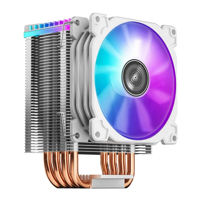 New Josber CR1400 white 4PIN automatic color-changing temperature control tower 9cm four heat pipe CPU radiator fan