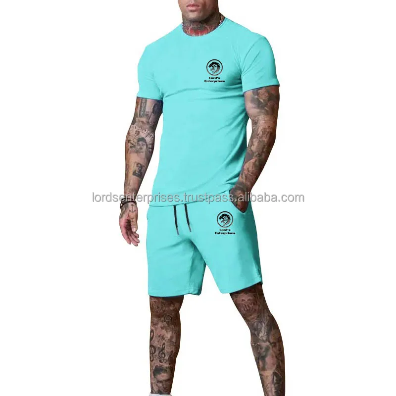 Customize Logo Short Men Set 100 Cotton Short Sleeve T Shirt And