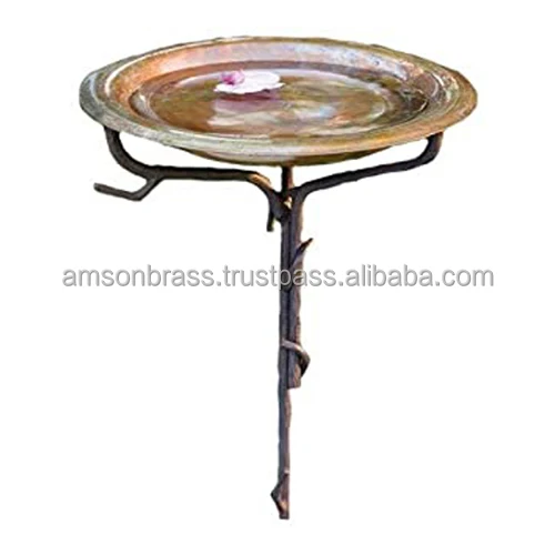 Home Hotel Outdoor Glass Birdbath with Metal Stand for Yard Lawn and Garden Decor Birdbaths Bird Bath on Sale