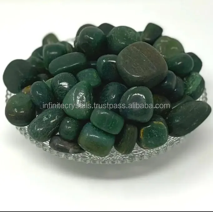 Premium Dark Green Jade Tumbled Stones Wholesale Green Jade Crystal