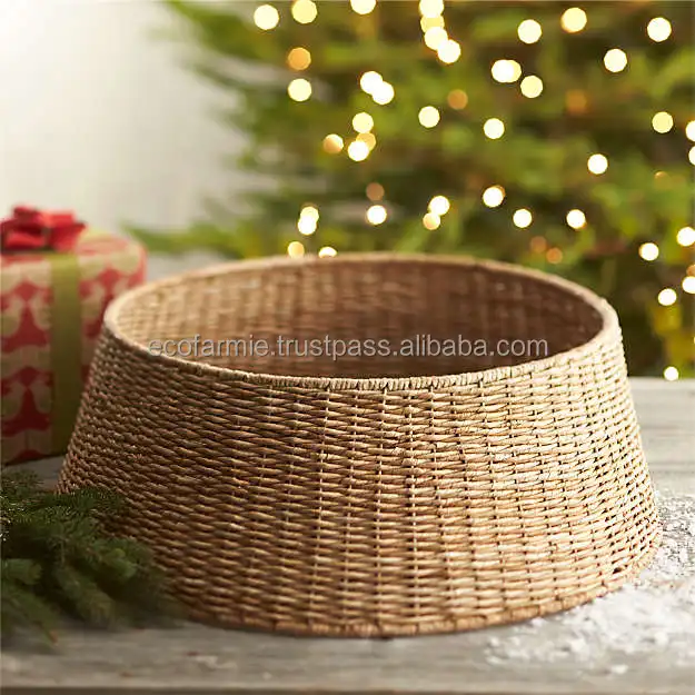 Natural Christmas Decoration Rattan Basket Stock Photo 1488754661