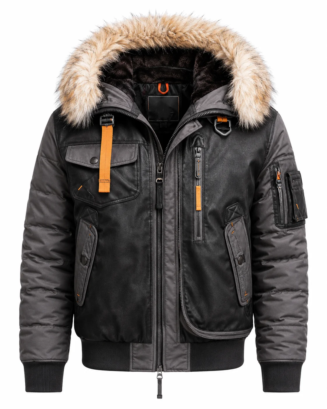 Custom Premium Winter Faux Fur Hooded Puffer Jacket Outdoor Casual Zip Up Heavy Warm Coat Streetwear Style For Unisex