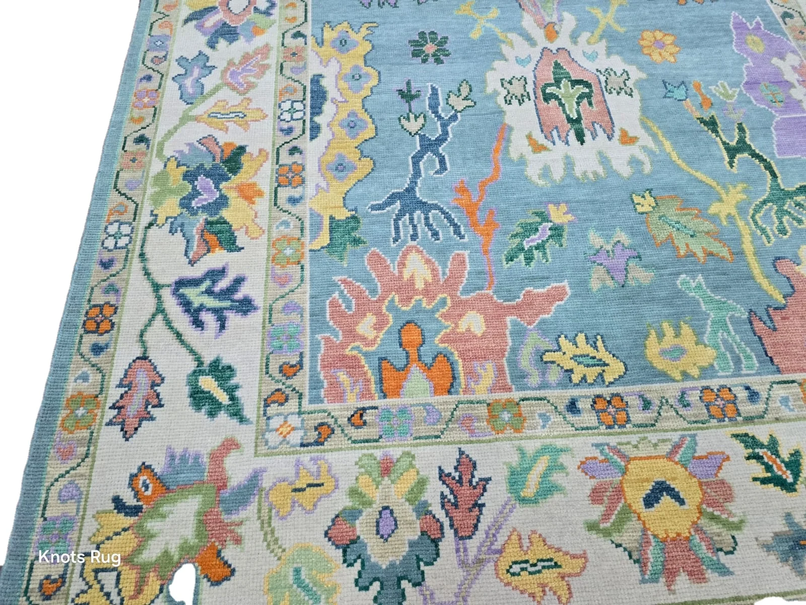 Klim Carpet Rugs high Abstract Design Oushak Hand-Knotted Blue Handmade Hand knitted  Persian 9x12  Living Room Area Floor Set