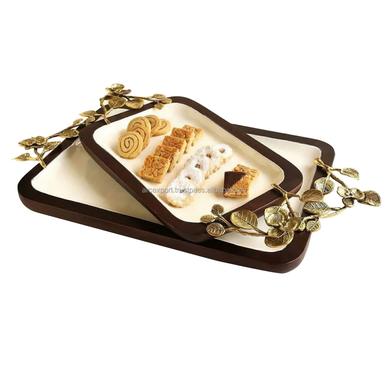 Wooden Enamel Luxury Home Decorative Metal Handles Modern Trays Buy Handmade Metal Fancy Trays