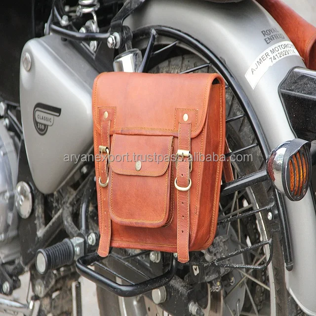 Goat Leather Panniers Two Bags Motorcycle Bag Stylish Leather