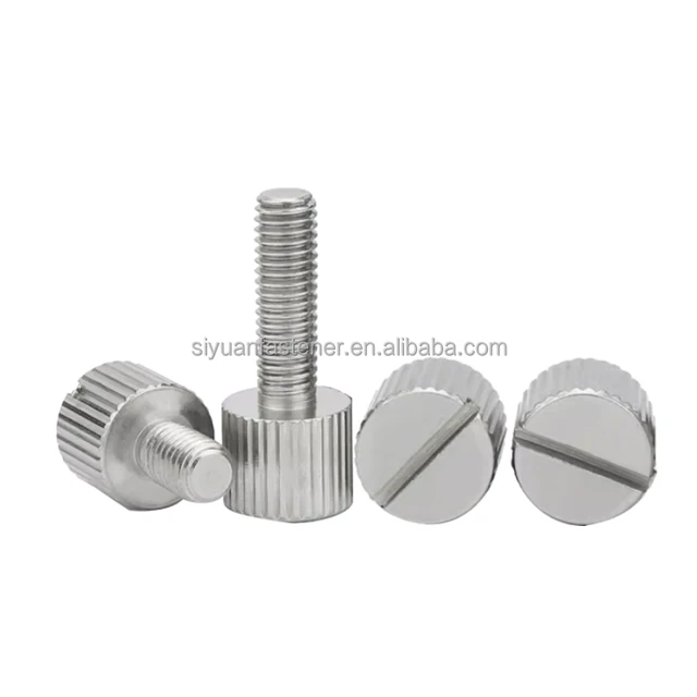 high Precision 8-32 1/4  4-4 1/2" Stainless Steel Slotted Stainless Steel Low-Profile Knurled-Head Thumb Screws