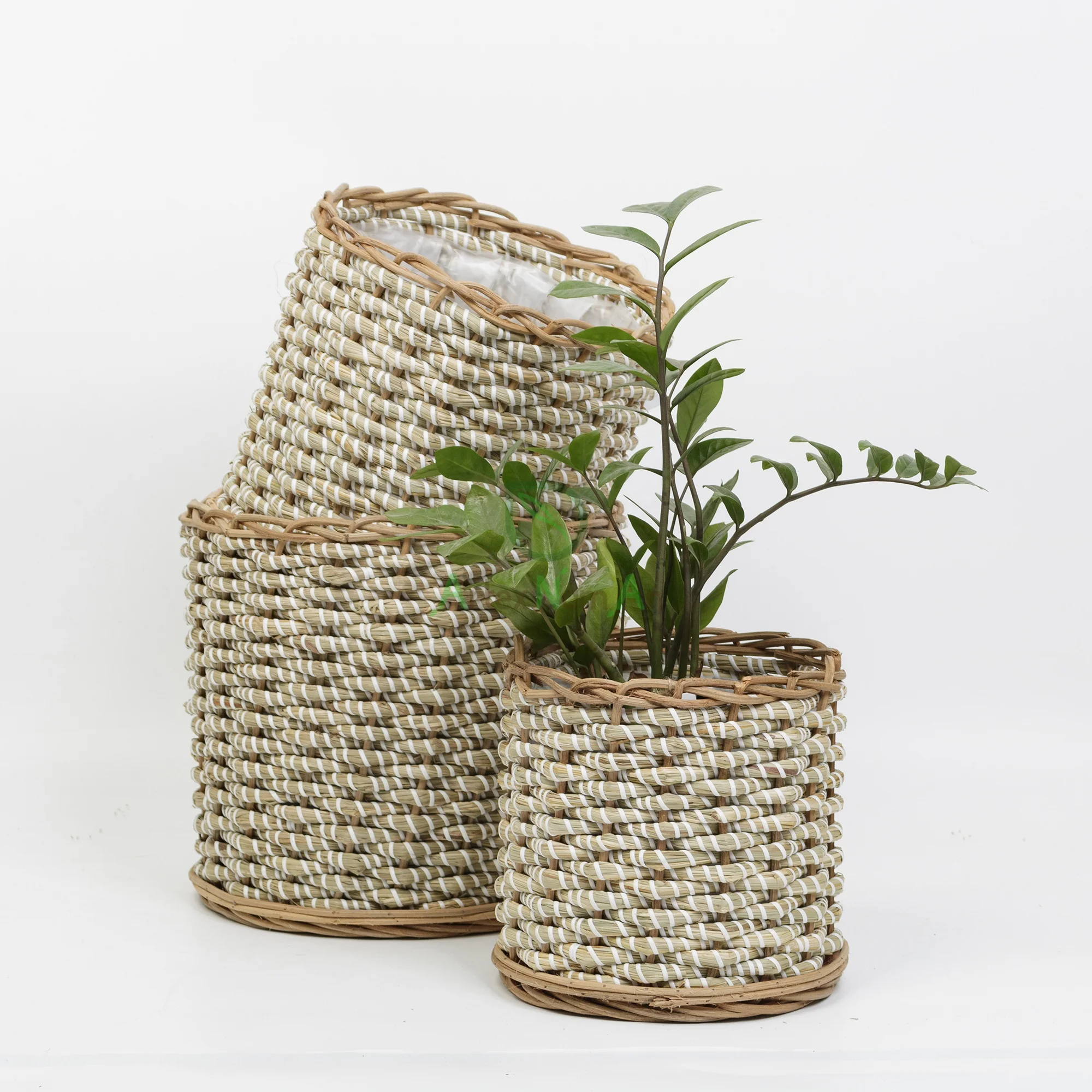 Seagrass And Rattan Wicker Planter Flower Pot Cover/minimalist