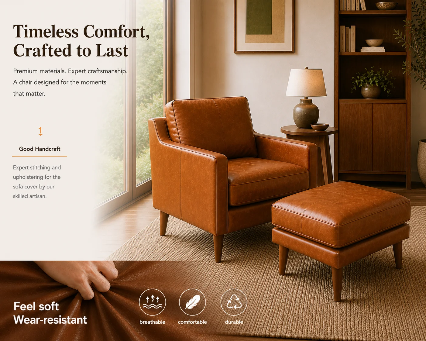 leather chair and ottoman