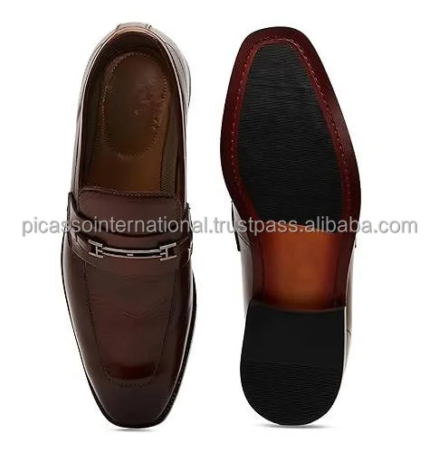 Premium Quality Wholesale Formal Party Wear Slip on Men's Moccasin Genuine Leather Shoes for Bulk Buyers from India