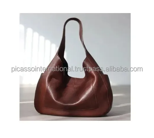 Button Closure Cotton Lining Anniversary Gift Cowhide Leather Tote Handbag Fashion Shoulder Bag for Women's Daily Use