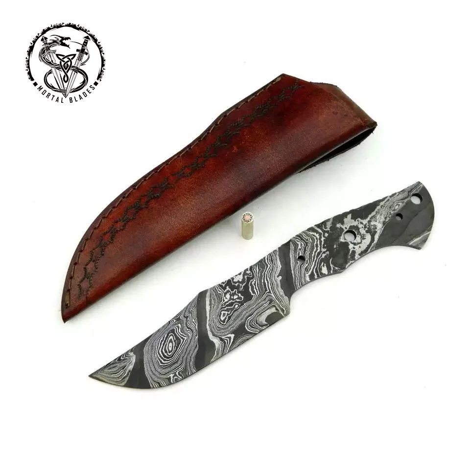 Lama In Acciaio Damasco Grezza Per Coltello FAI DA TE - 11cm, 140 Strati, Già Temprata E Affilata - MARU