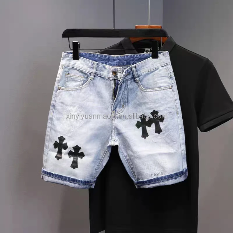 European And American High Street Washed Mid-waist Straight Summer Thin Men's Denim Shorts415_voghion.com
