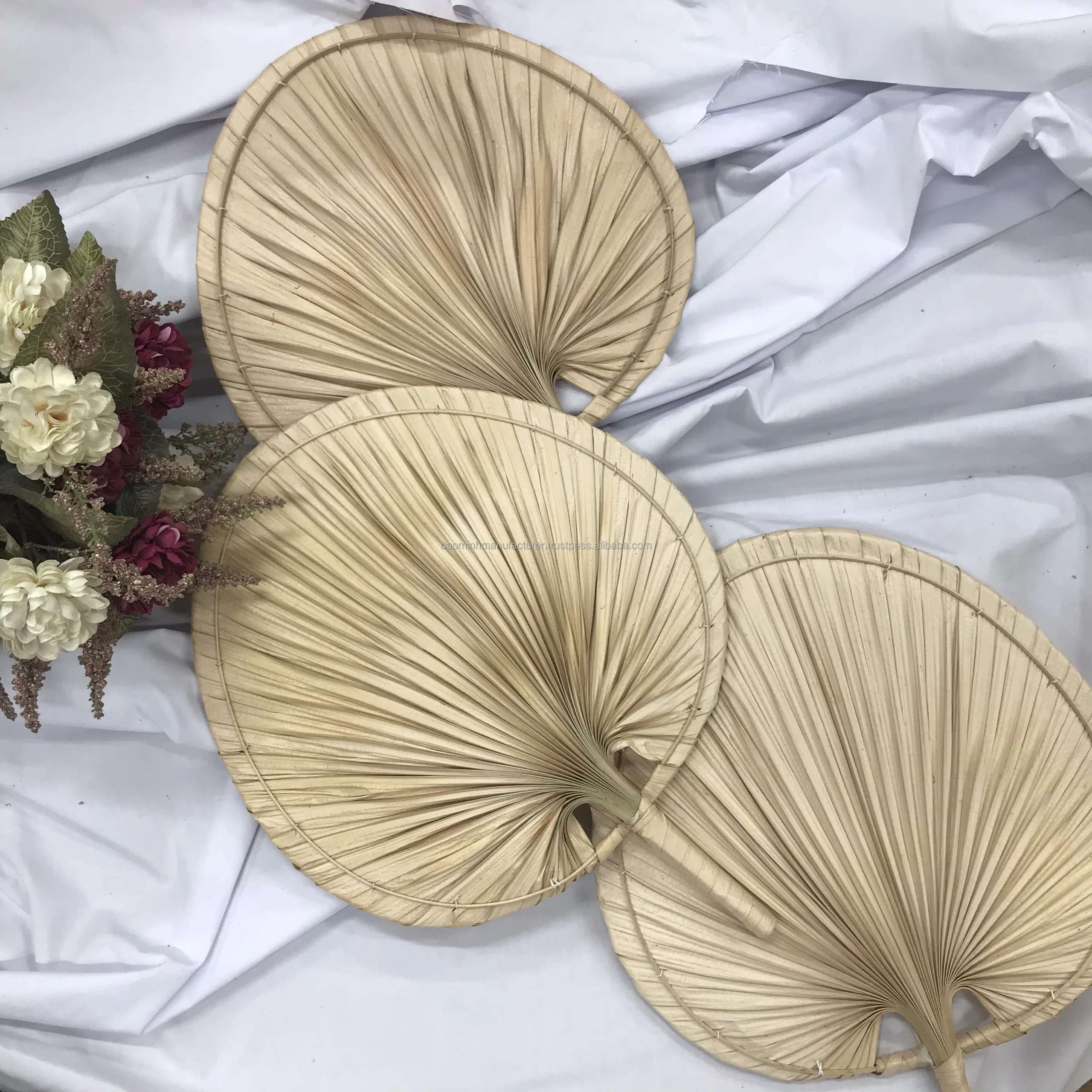 Natural Handicrafts Palm Leaf Bamboo Fan Wall Hanging Decor From Hanoi