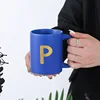 custom alphabet blue ceramic Mug (P)