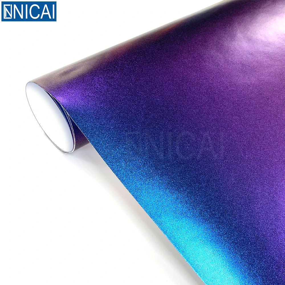 NICAI Автомобильная виниловая фабричная пленка-Хамелеон Алмазная Глянцевая фиолетовая на синюю пленка для автомобиля матовая пленка-хамелеон с изменением цвета