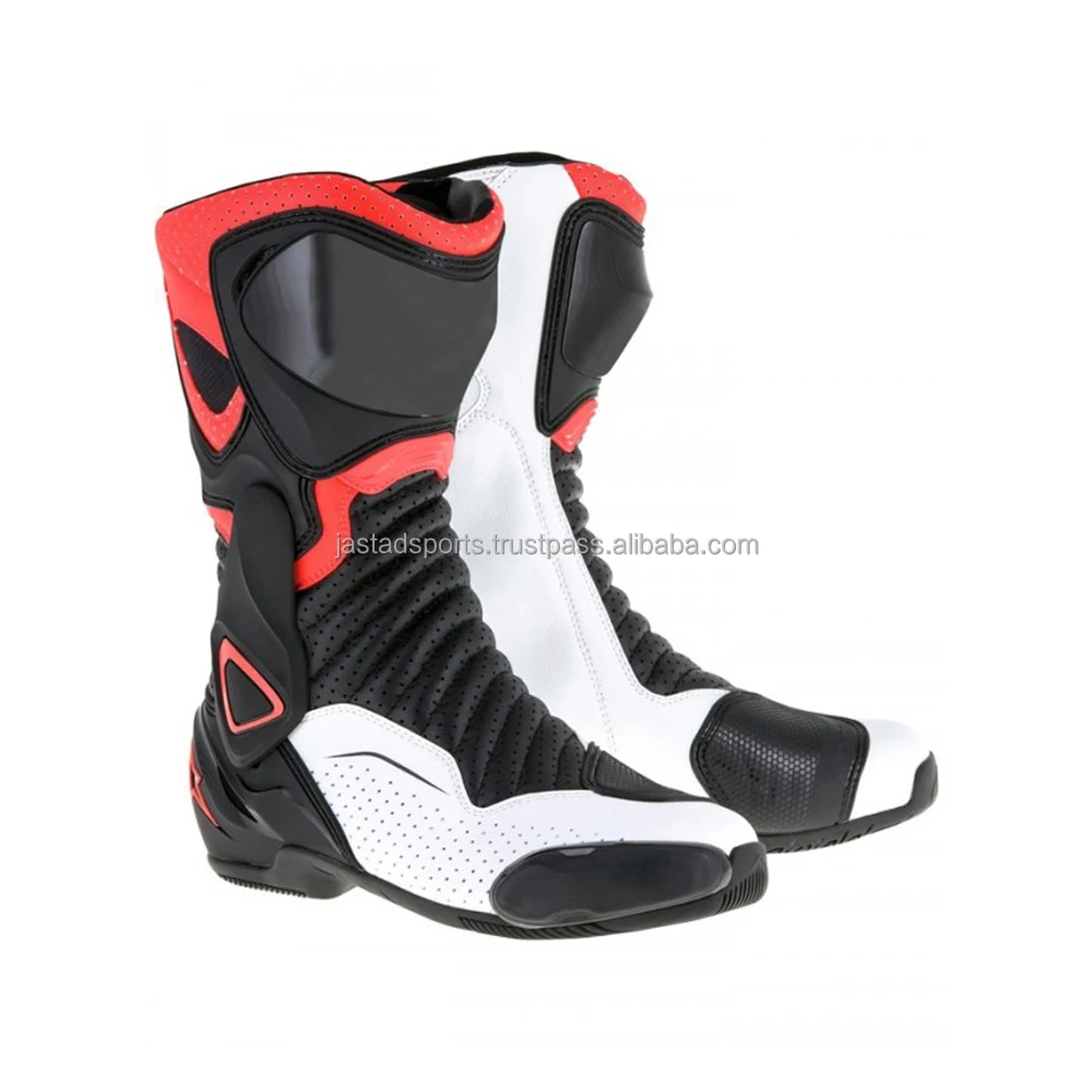 Real Leather Motorbike Shoes High Tech Men's Motorcycle Racing Sports Boot Waterproof Breathable