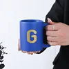custom alphabet blue ceramic Mug (G)