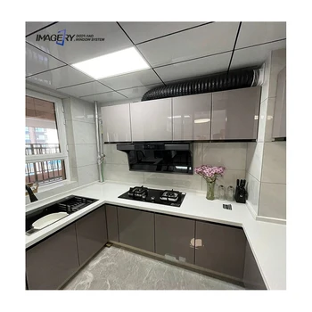 2022 New arrival single popular white aluminum kitchen cabinet design sink cabinets kitchen with elegant design