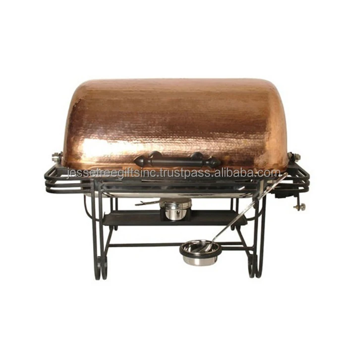 Stainless Steel Luxury Chafing Dish Buffet With Copper Plating Finishing Round Shape Mesh Design