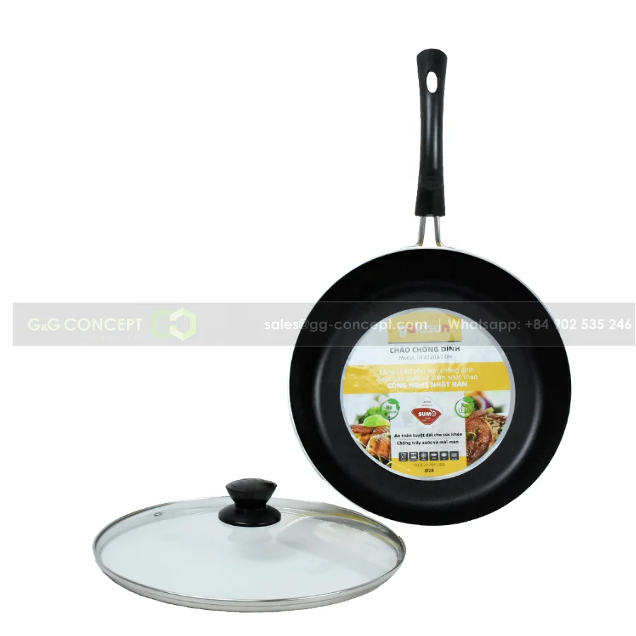 GOLDSUN Aluminum Deep Fry Pan Cooking NonStick With Lid, Oil-Free Cookware With Cool Handle Yellow Colour at Good Price in Bulk