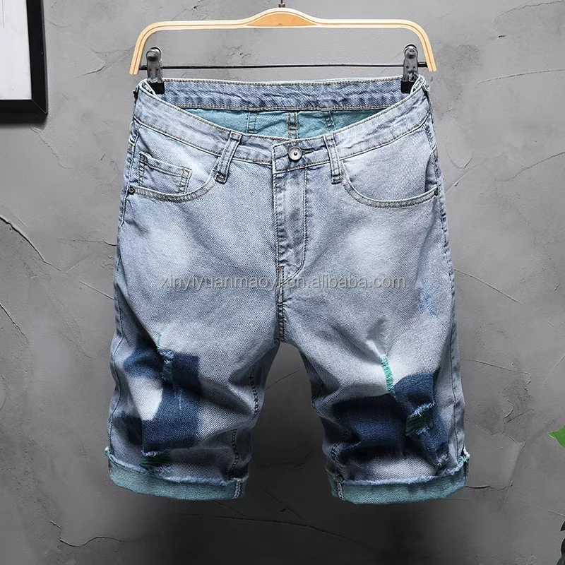 European And American High Street Washed Mid-waist Straight Summer Thin Men's Denim Shorts415_voghion.com