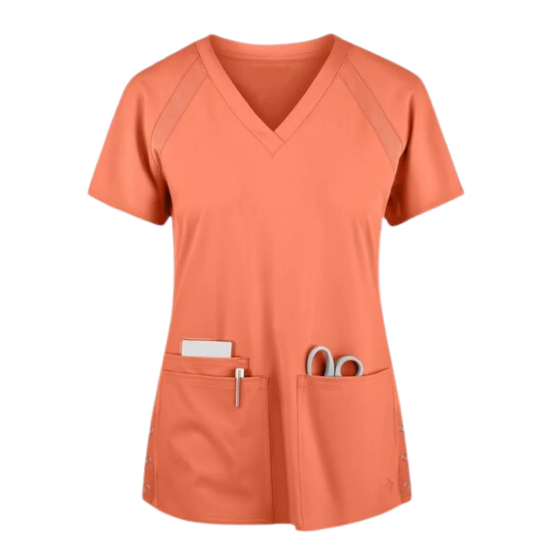 High Quality Medical Scrubs Top Nurse Uniform For Women With Yellow