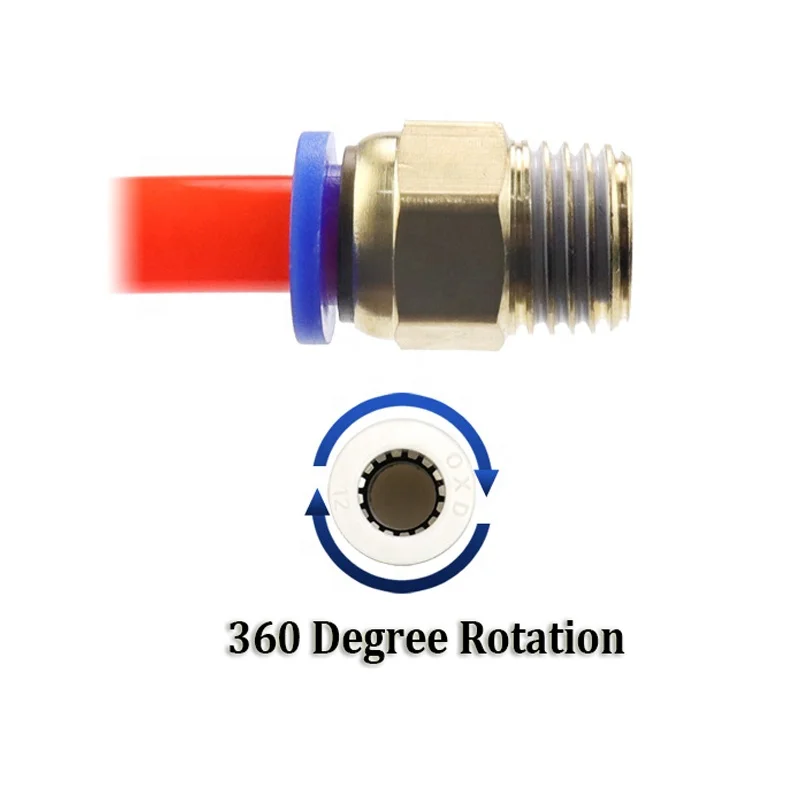 Push To Connect Air Fittings – 1/4" Tube OD X 1/8" NPT Male, Brass, 5-Pack For Pneumatic Systems, No Tools Needed