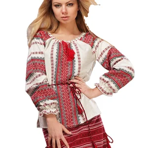 New Ladies Long Sleeve Blouses White Multicolor Print Women Blouses Shirts O-neck Top Tunics for Women