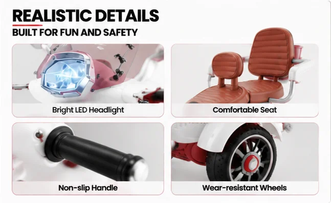 Unisex Kids Double Seat Electric Motorcycle Toy Battery Operated Ride-on for Ages 3-8, Wholesale 3-Wheel Electric Motorcycle