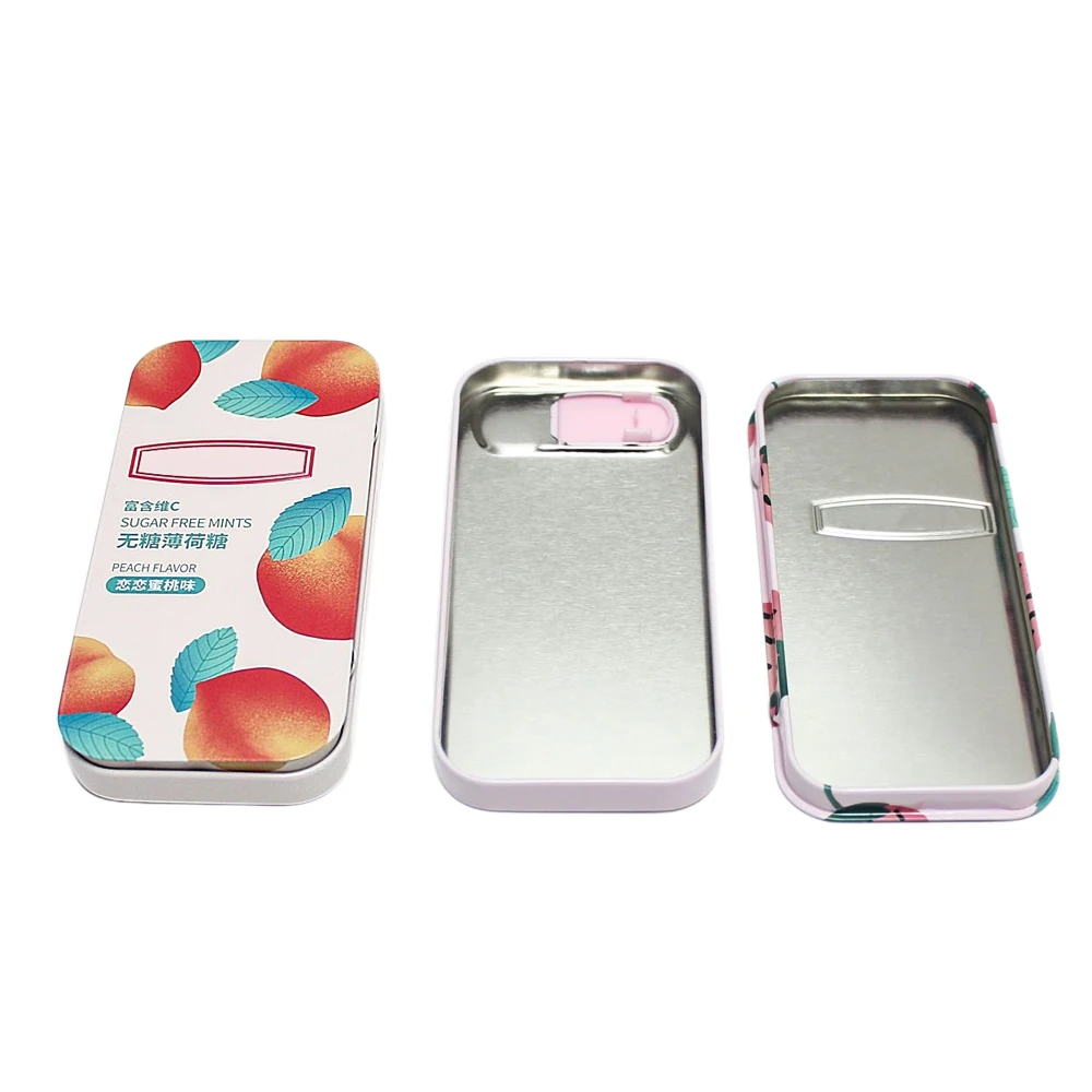 Factory New Design High Quality Child Resistant Tin Cans Custom Candy Mint Chewing Gum Tin Cans Sliding Tin Box