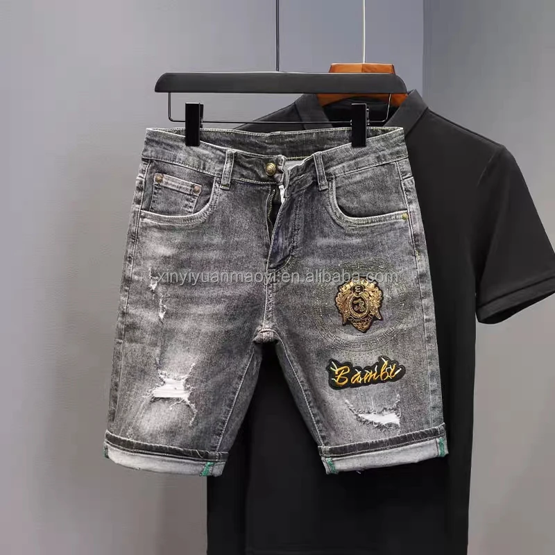 European And American High Street Washed Mid-waist Straight Summer Thin Men's Denim Shorts415_voghion.com