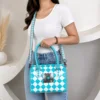 Turquoise & White Checkered
