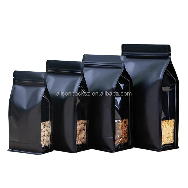 Eight Sides Sealed Box Pouch Block Bottom Bag with Side Clear Window ...