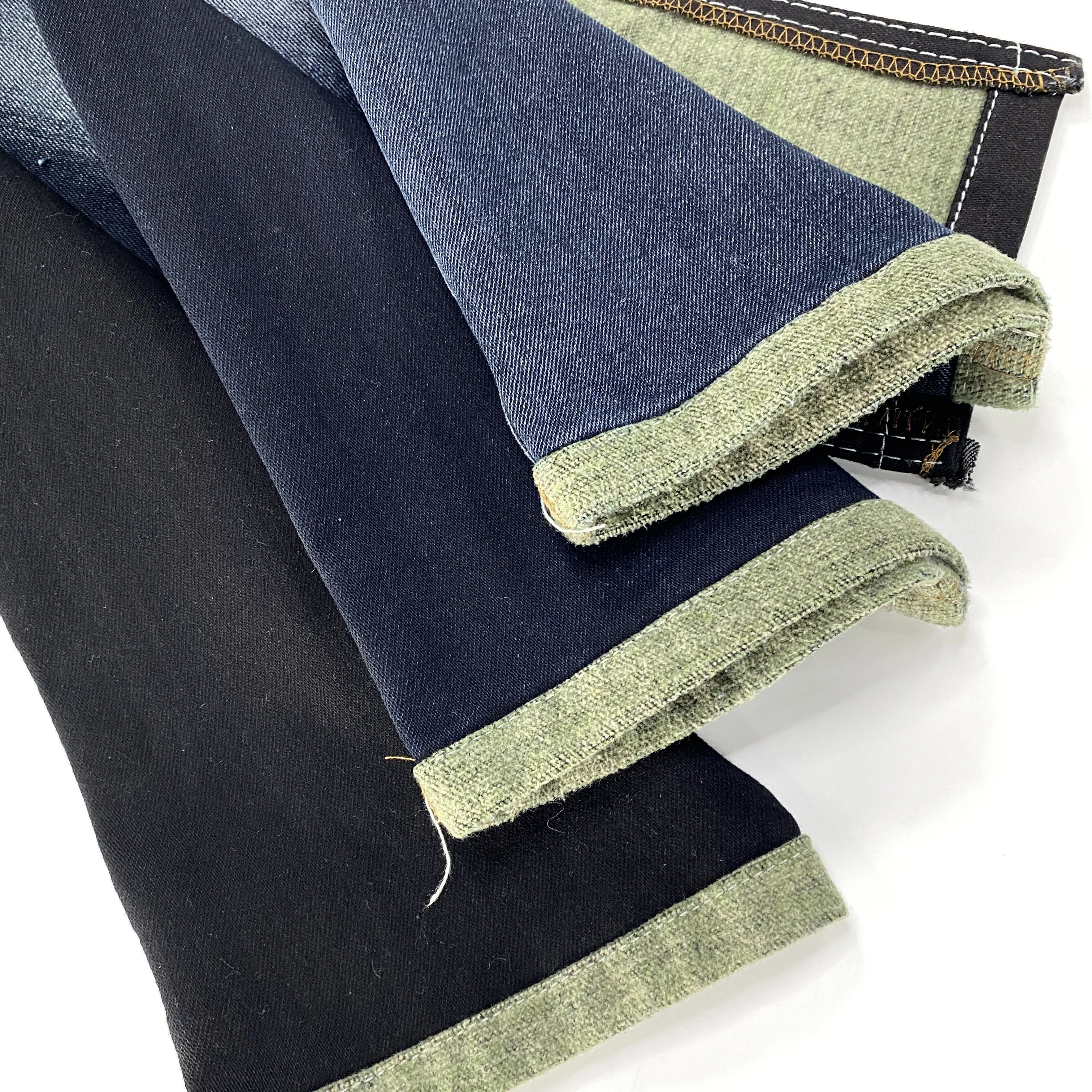 Soft Denim Fabric Persian Blue Back 10S Double Layer 60 Cotton 38 Poly 2 Spandex Stripe Denim Fabric