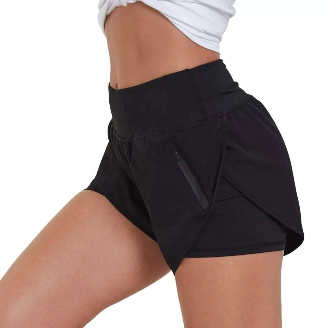Women's 2 In 1 Running Shorts Quick Dry Yoga Workout Athletic Gym Shorts  With Phone Pocket Custom Logo Double Layer Sweat Shorts - Buy Women's  Jogging Shorts Fitness Sports Active Wear Polyester